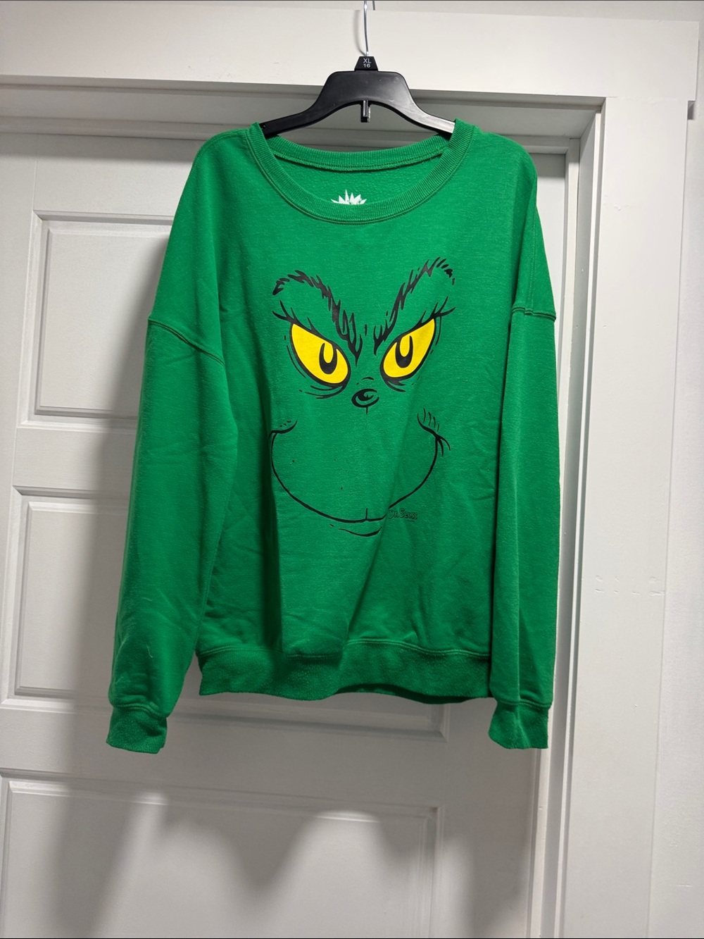 Dr. Seuss Green Grinch Face Crewneck Sweatshirt - Green & Yellow
